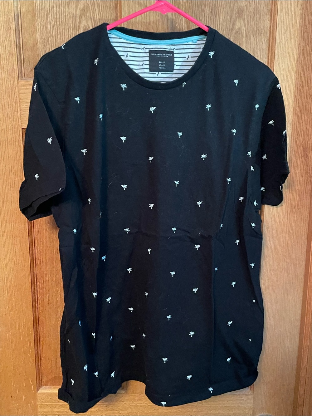 Men’s Black Palm-Print Crew T-Shirt